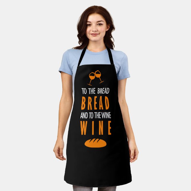 Al pan, pan, y al vino, vino schürze (Getragen)
