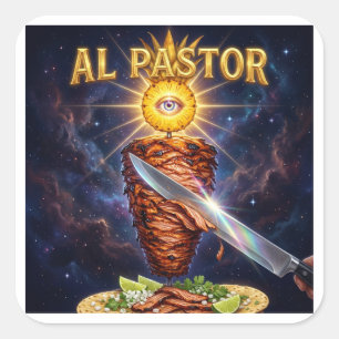 AL PASTOR Kosmische Spitze Quadratischer Aufkleber