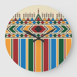 Al-Qatt Al-Asiri inspirierte geometrische Muster. Große Wanduhr