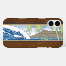 Ala Moana Hawaiian Imitate Koa Wood Surf Sign Case