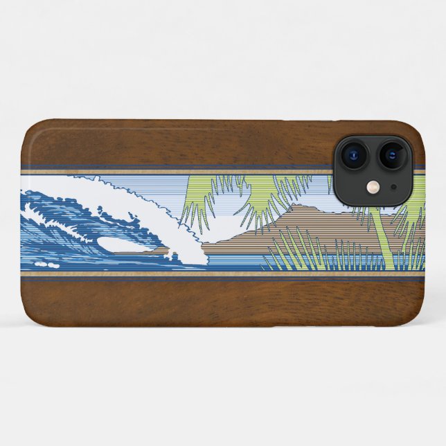 Ala Moana Hawaiian Imitate Koa Wood Surf-Zeichen Case-Mate iPhone Hülle (Rückseite (Horizontal))