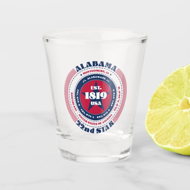 Alabama 22. Star Patriotic Shot Glas (Vorderseite)