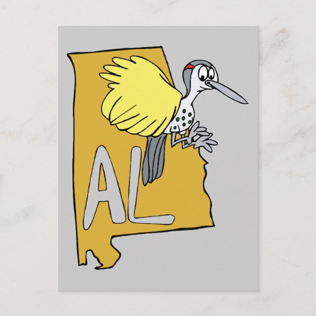 Alabama AL Carte et Yellowhammer Caricature de pic (Devant)