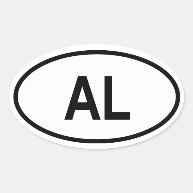 Alabama "AL" Ovaler Aufkleber (Vorderseite)