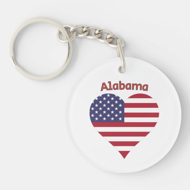 Alabama American Flag Heart Schlüsselanhänger (Vorderseite)
