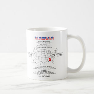 Alabama American Staat auf der Karte und nützliche Kaffeetasse