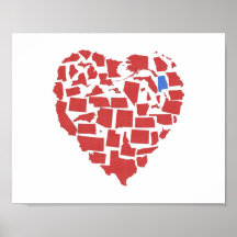 Alabama American Staaten Heart Mosaic Red