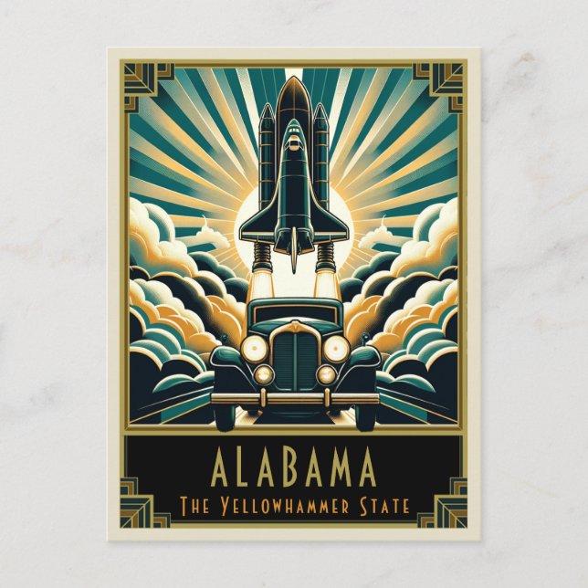 Alabama | Art Deco Postkarte (Vorderseite)