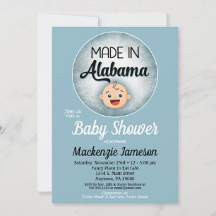 Alabama Baby Shower Funny Blue Boys Einladung