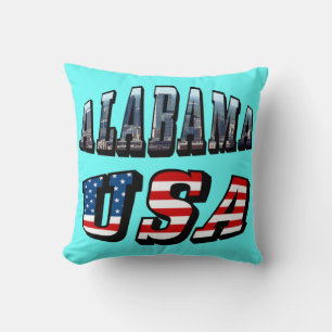 Alabama Bild und USA-Flagge-Schriftart Kissen
