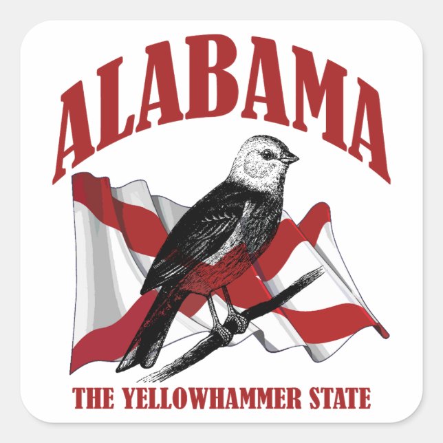 Alabama, der Yellowhammer-Staat Quadratischer Aufkleber (Vorderseite)