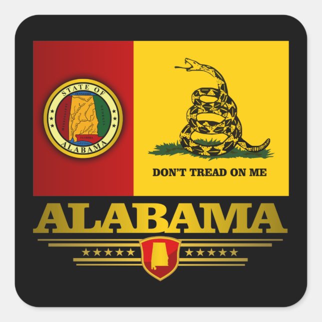 Alabama (DTOM) Quadratischer Aufkleber (Vorderseite)