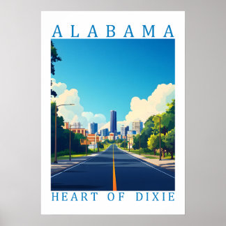Alabama Heart of Dixie Retro-Reiseplakat-Kunst Poster