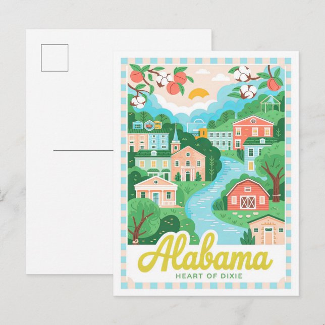 Alabama Herz von Dixie USA Summer Travel Postkarte (Vorne/Hinten)