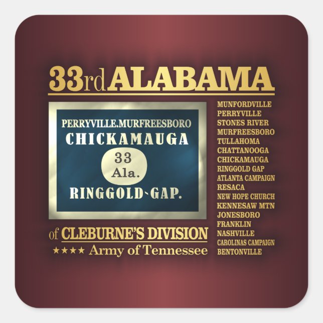Alabama Infantry (BA2) Quadratischer Aufkleber (Vorderseite)