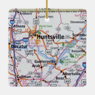 Alabama-Karte Huntsville Keramikornament