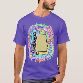 Alabama-Karte mit Namen T-Shirt