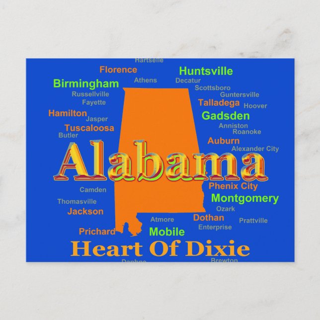 Alabama Karte Silhouette Pop Art (Vorderseite)