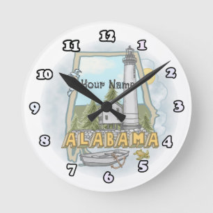 Alabama Leuchtturm Runde Wanduhr