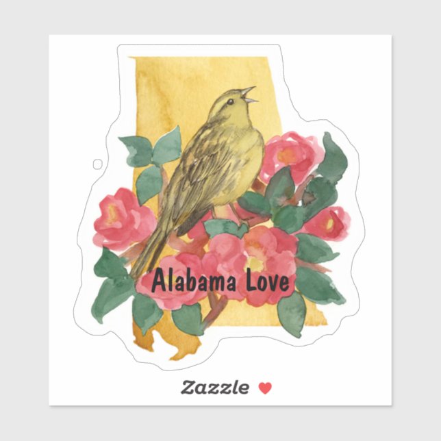 Alabama Liebe Yellowhammer Pink Camellia Blume Aufkleber (Blatt)