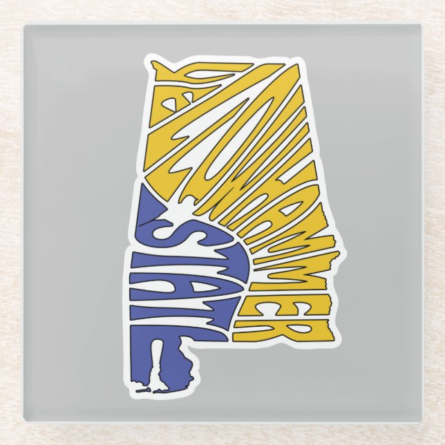 Alabama Nickname Word Art Glasuntersetzer (Vorderseite)