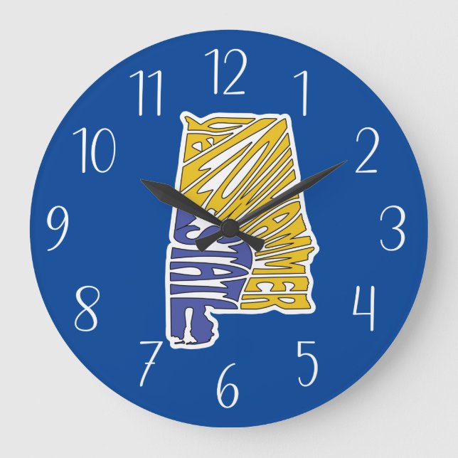 Alabama Nickname Word Art Große Wanduhr (Vorderseite)