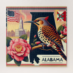 Alabama Northern Flicker Bird & Camellia Blume