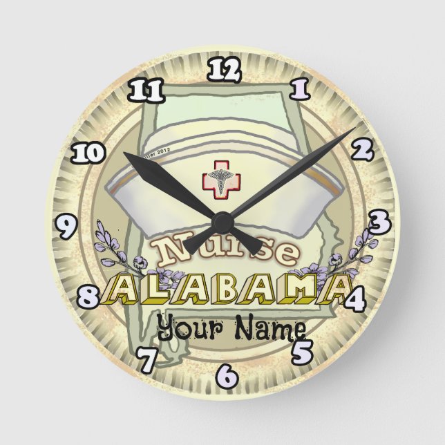 Alabama Nurse Runde Wanduhr (Vorderseite)