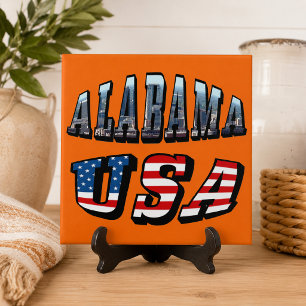 Alabama Picture und USA Flag Schriftart Fliese