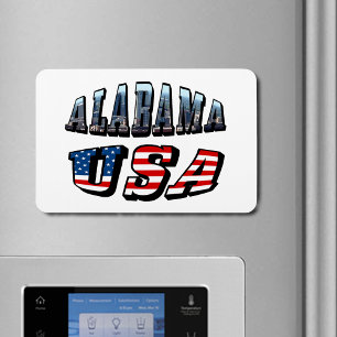 Alabama Picture und USA Flag Schriftart Magnet