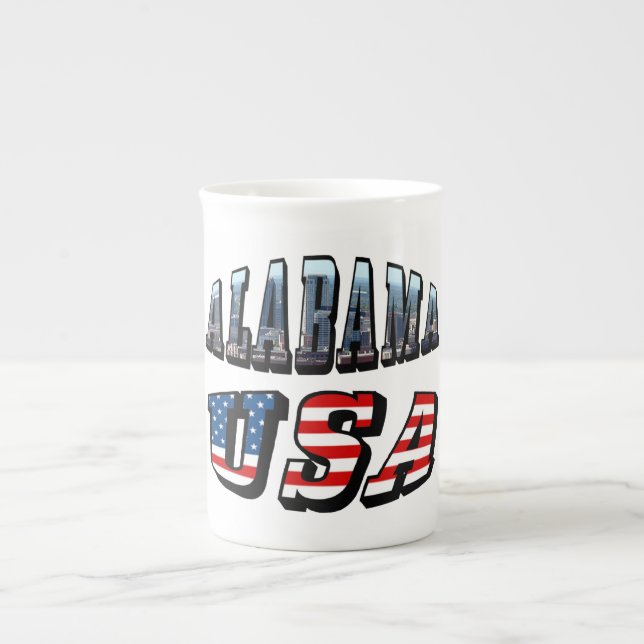Alabama Picture und USA Flag Schriftart Prozellantasse (Vorderseite)