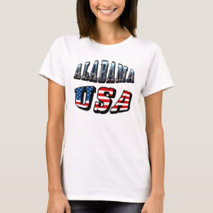 Alabama Picture und USA Flag Schriftart T-Shirt