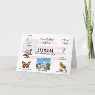 Alabama Postcard Staat und Sehenswürdigkeiten Karte