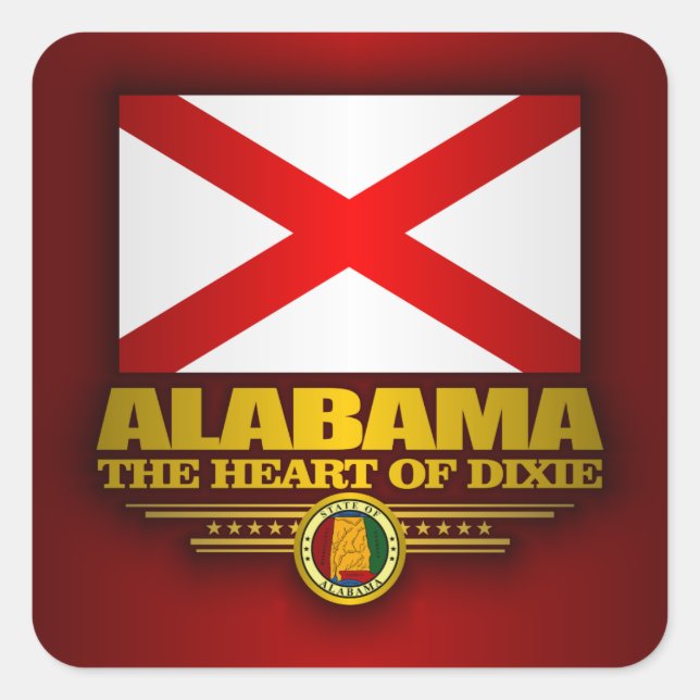 Alabama Pride Quadratischer Aufkleber (Vorderseite)