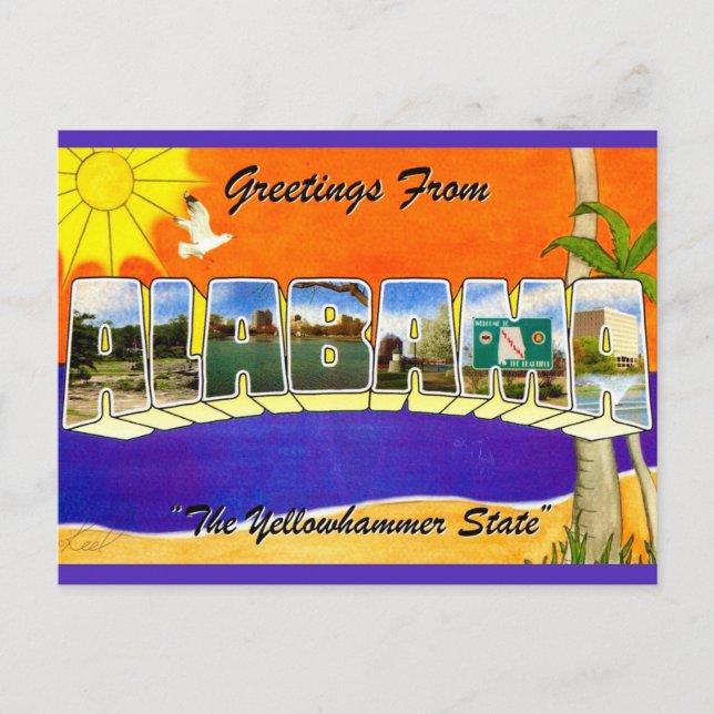 Alabama Retro Gruß Postkarte (Vorderseite)