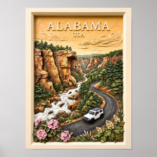 Alabama Roadtrip River Canyon Vintage Landschaft Poster