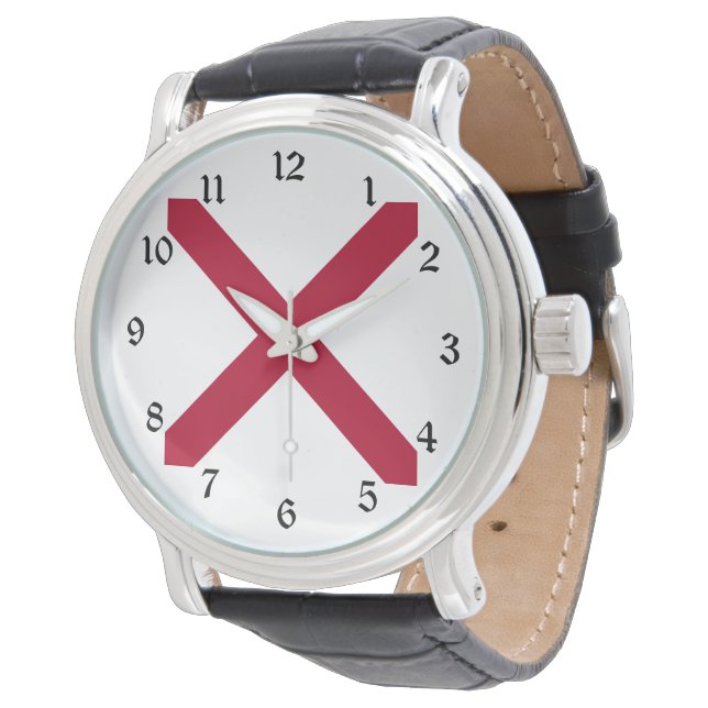 Alabama: St Andrew Crimson Cross Flag Armbanduhr (Schrägansicht)