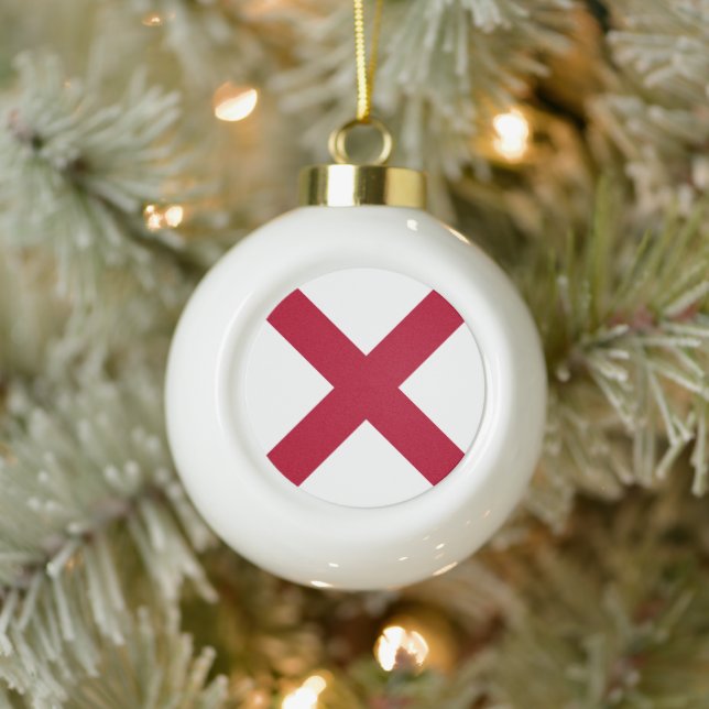 Alabama: St Andrew Crimson Cross Flag Keramik Kugel-Ornament (Baum)