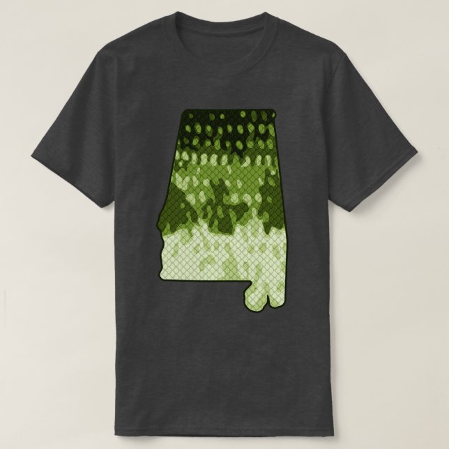 Alabama Staat Bass Fishing - Farbmuster Art T-Shirt (Design vorne)