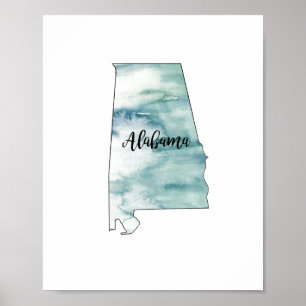 Alabama Staat Illustration Kontur Stone Poster