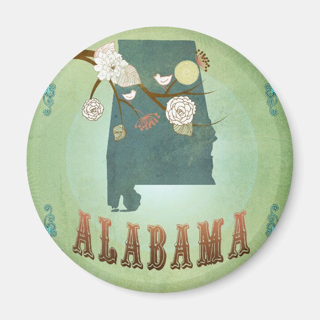 Alabama Staat Map - Green Magnet (Vorne)
