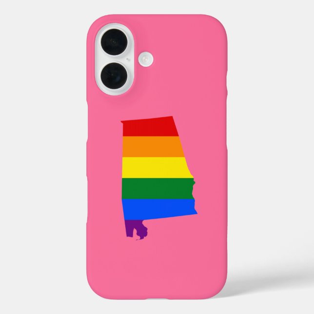 Alabama Staat Regenbogenkarte iPhone 16 Hülle (Rückseite)