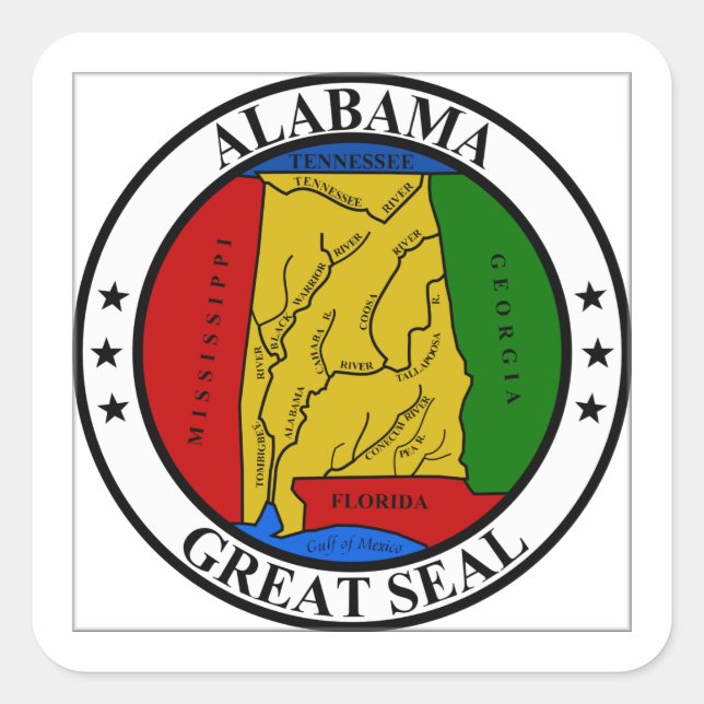 Alabama Staat Siegel Quadratischer Aufkleber (Vorderseite)