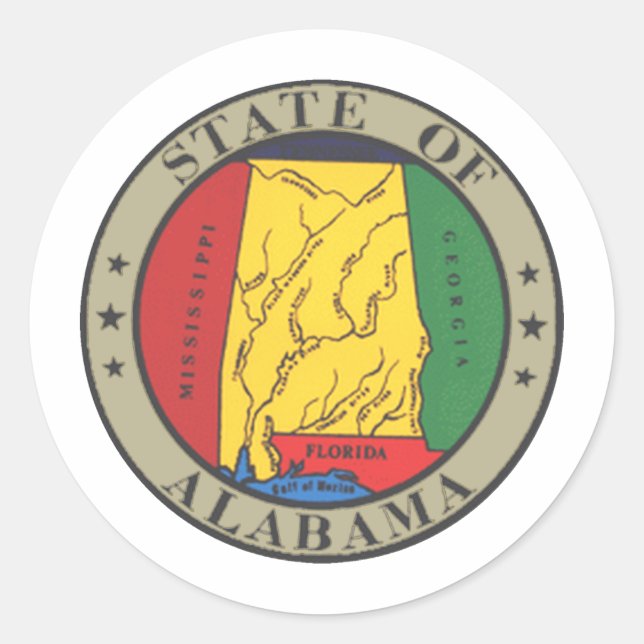Alabama Staat Siegel Runder Aufkleber (Vorderseite)