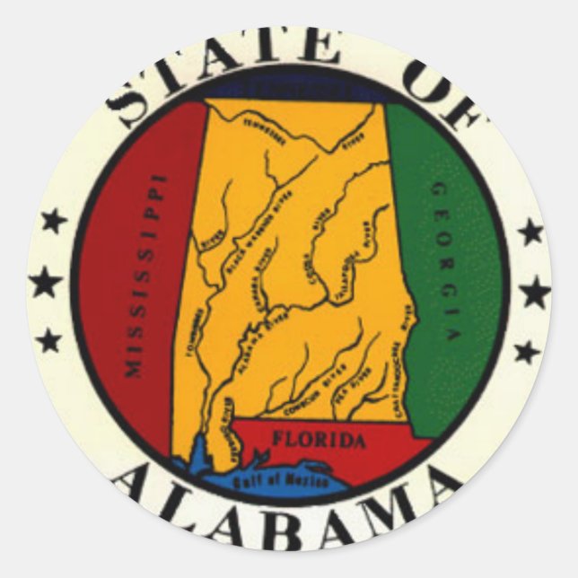 Alabama Staat Siegel Stickers (Vorderseite)