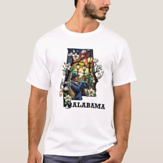 Alabama Staat Tattoo Style - Jazz & Magnolia T-Shirt
