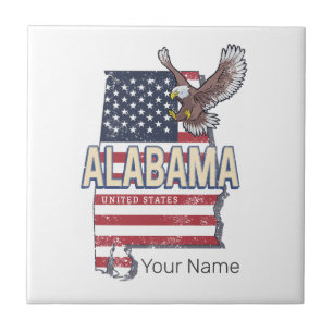 Alabama Staat United Staaten Retro Map Vintag USA Fliese