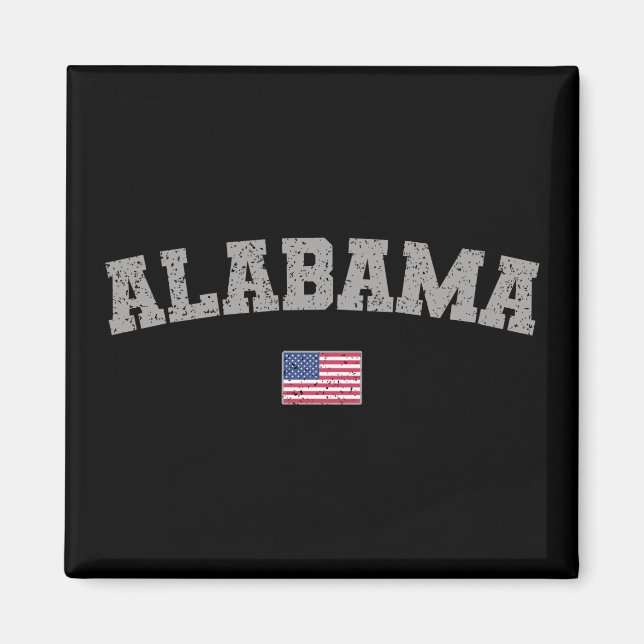 Alabama Staat USA Flag Vintag erschüttert Magnet (Vorne)
