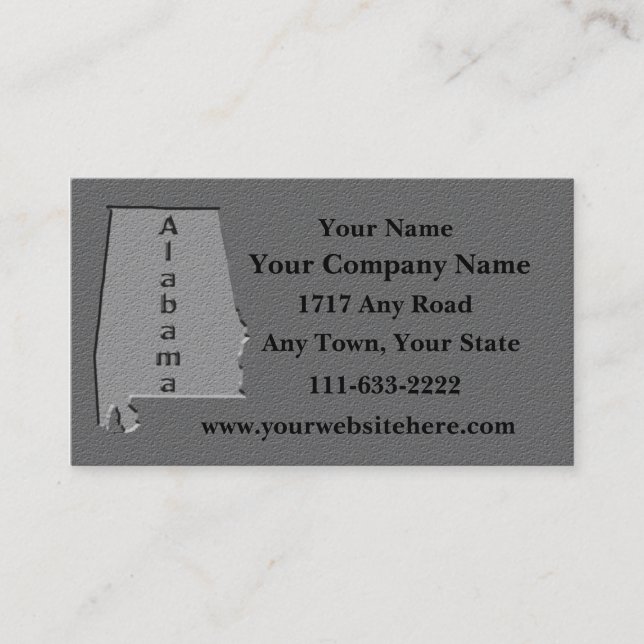 Alabama Staat Visitenkarte geschnitzter Stein Look (Vorderseite)