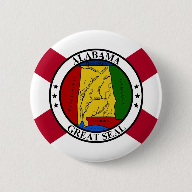 Alabama State Flag/Staat Siegel überlagert Button (Vorderseite)